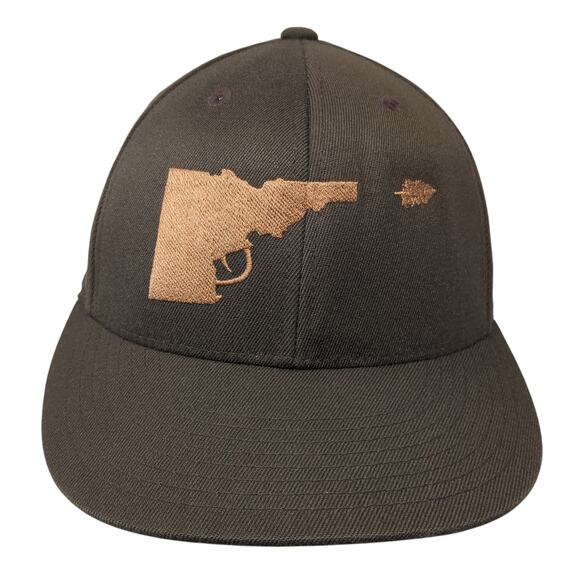 Idaho Gun Fitted Hat Brown 7 1/4 Embroidered Solid Vent Holes Flexfit - Picture 1 of 10